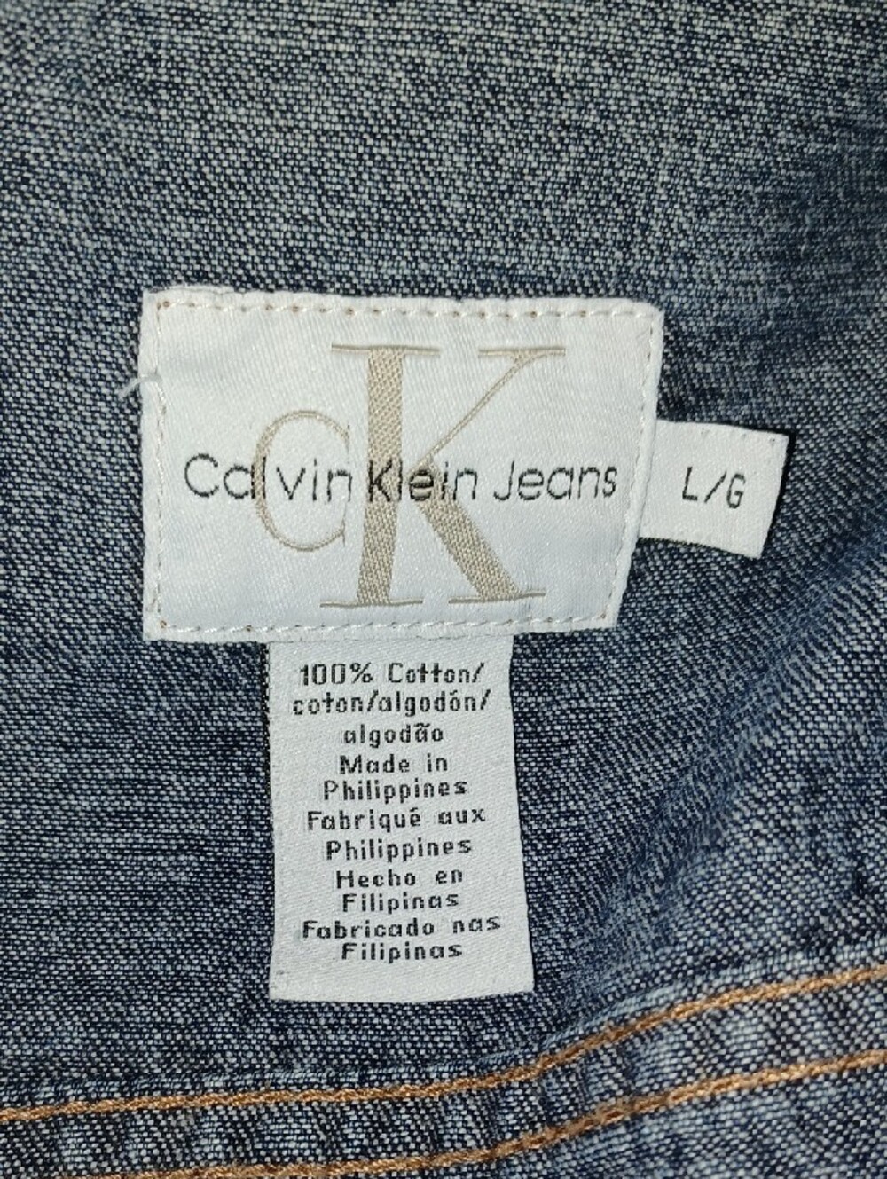 Calvin Klein Jeans Dark Blue Denim Jacket Large - Picture 7 of 8